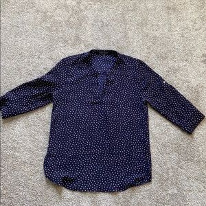 Navy and pink 3/4 sleeve blouse.